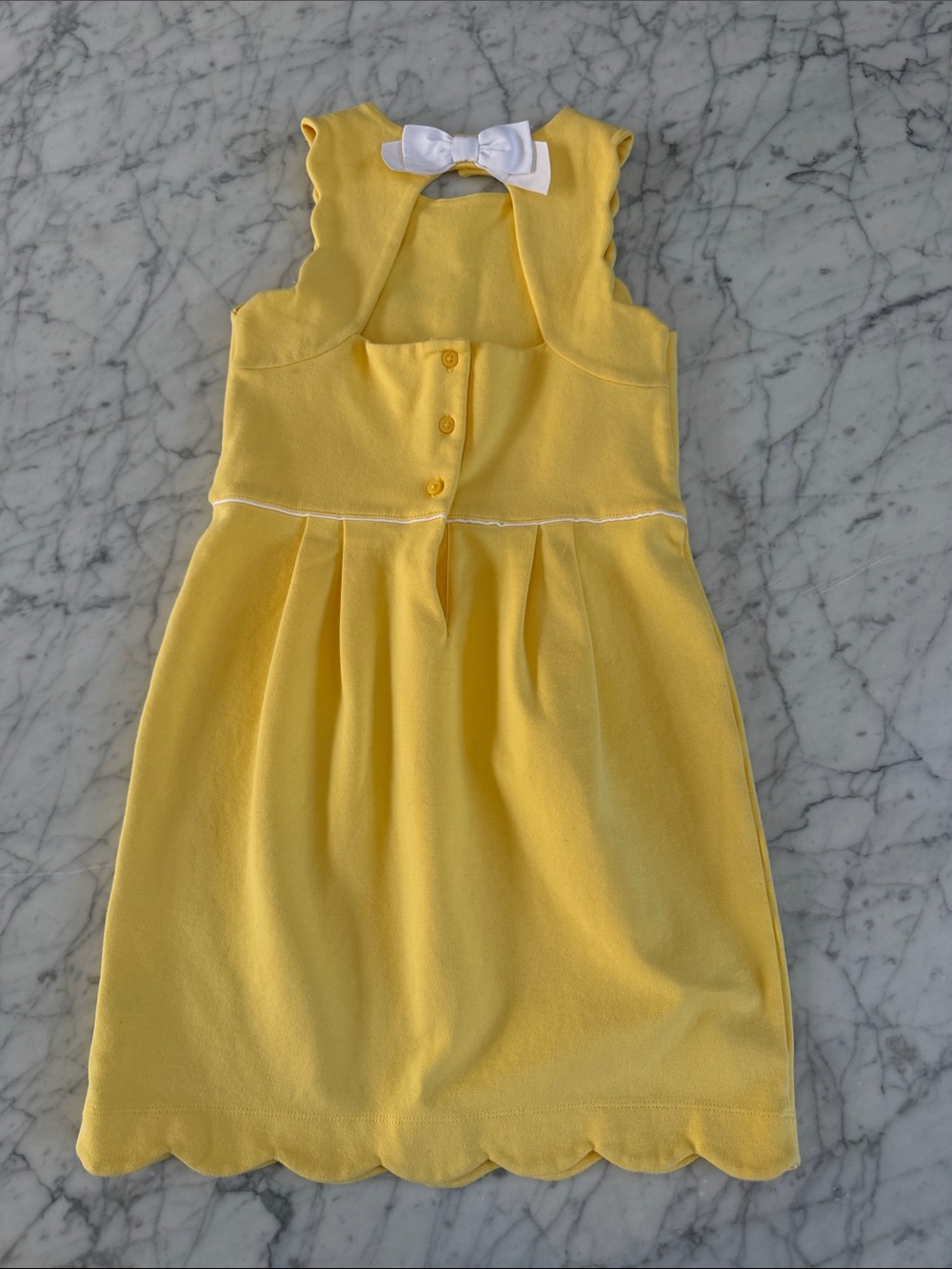 Janie And Jack Scalloped Bow Ponte Dress Size 8 Yellow